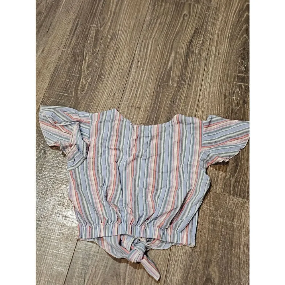 Girls Two-Piece outfit Size 8 Striped Crop Top & Skirt Set